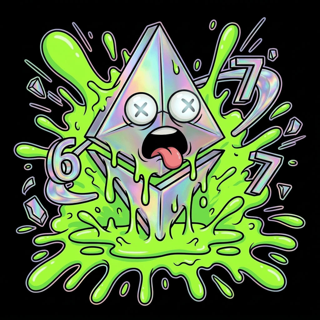 ERC-67 mascot inside a green slime explosion