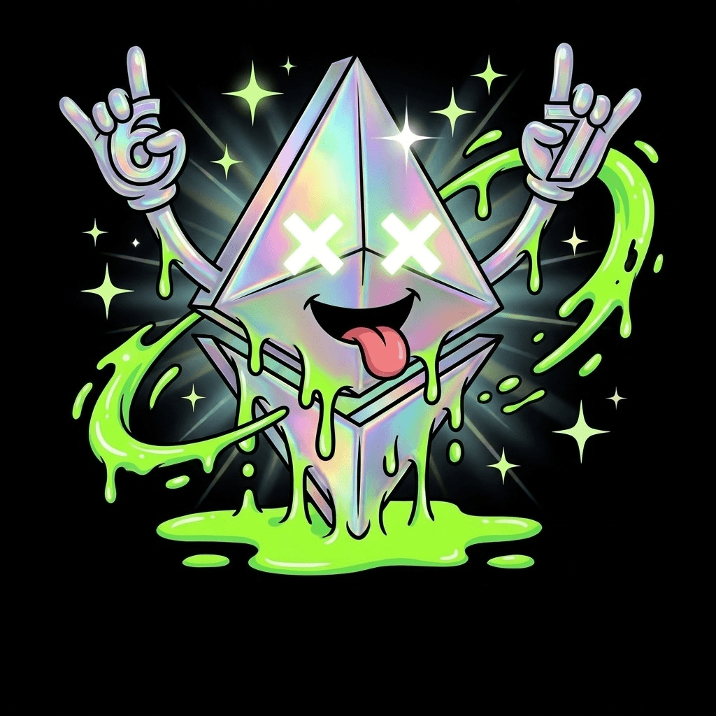 ERC-67 mascot throwing rock-on hands surrounded by sparkles